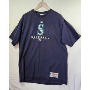 Majestic Seattle Mariners MLB Authentic Collection Navy Blue T-Shirt Mens XL